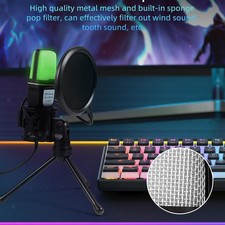 Condenser Microphone RGB Lighting USB Interface Noise Reduction Desktop Computer