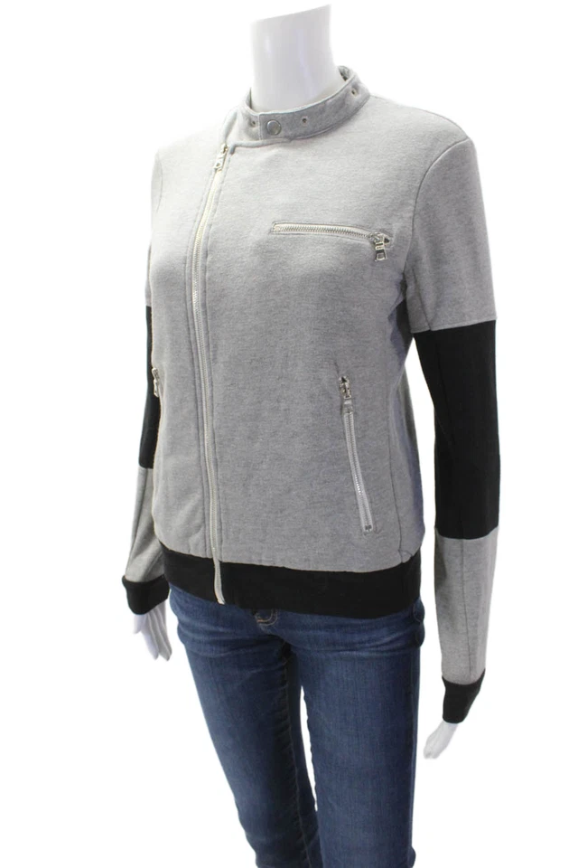Chaqueta de motociclista Aqua para mujer gris cierre a presión cuello alto talla XS Foto 2 de 4