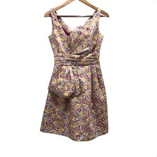 ZAC POSEN for Target Metallic Floral Brocade Party Mini Dress Sz 3 Bow Zipper 