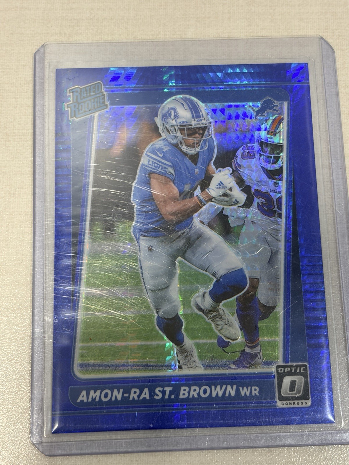 2021 Donruss Optic Amon-Ra St. Brown Blue Hyper Rated Rookie #228