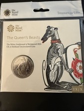 Royal Mint 2021 The Queens Beasts White Greyhound Of Richmond £5 BU Sealed Pack