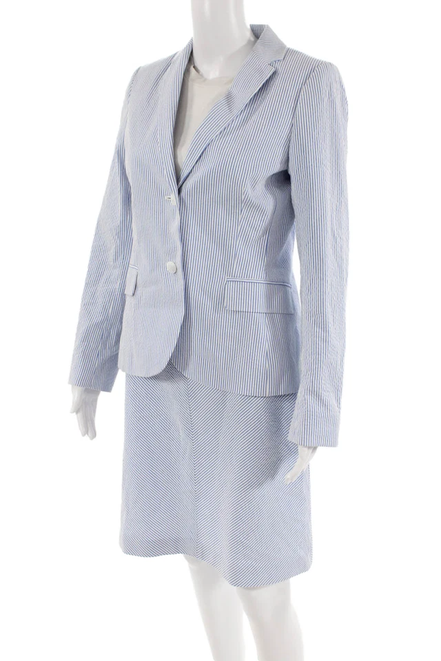 Brooks Brothers красный флис женщин в полоску юбка костюм синий белый хлопок размер 6/2 - Изображение 4 из 4