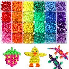 Quefe 2880pcs Pony Beads Kit, Kandi for Hair, Rainbow Small, 24 colors