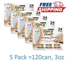 5 Pack Fancy Feast Gravy Lovers Poultry & Beef Feast Variety Pack Canned Cat Foo