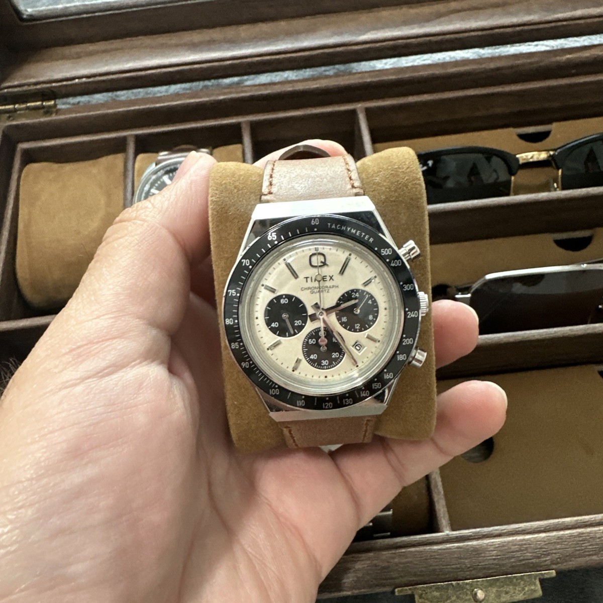 Timex Q Chronograph - Cream Dial Panda Watch | eBay