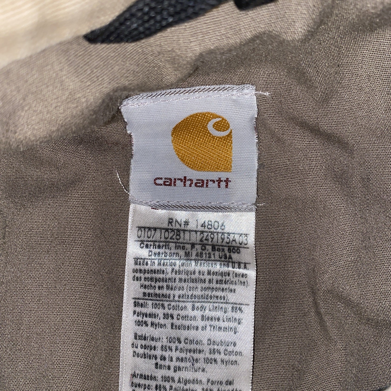 Carhartt J163 Jacket Mens Size L  MUS Tan Full Zip Lightweight Bomber Workwear thumbnail 6