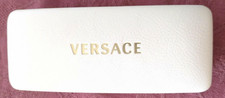Versace White Pebbled Leather Hard Shell Eyeglass Case AND Cleaning Cloth