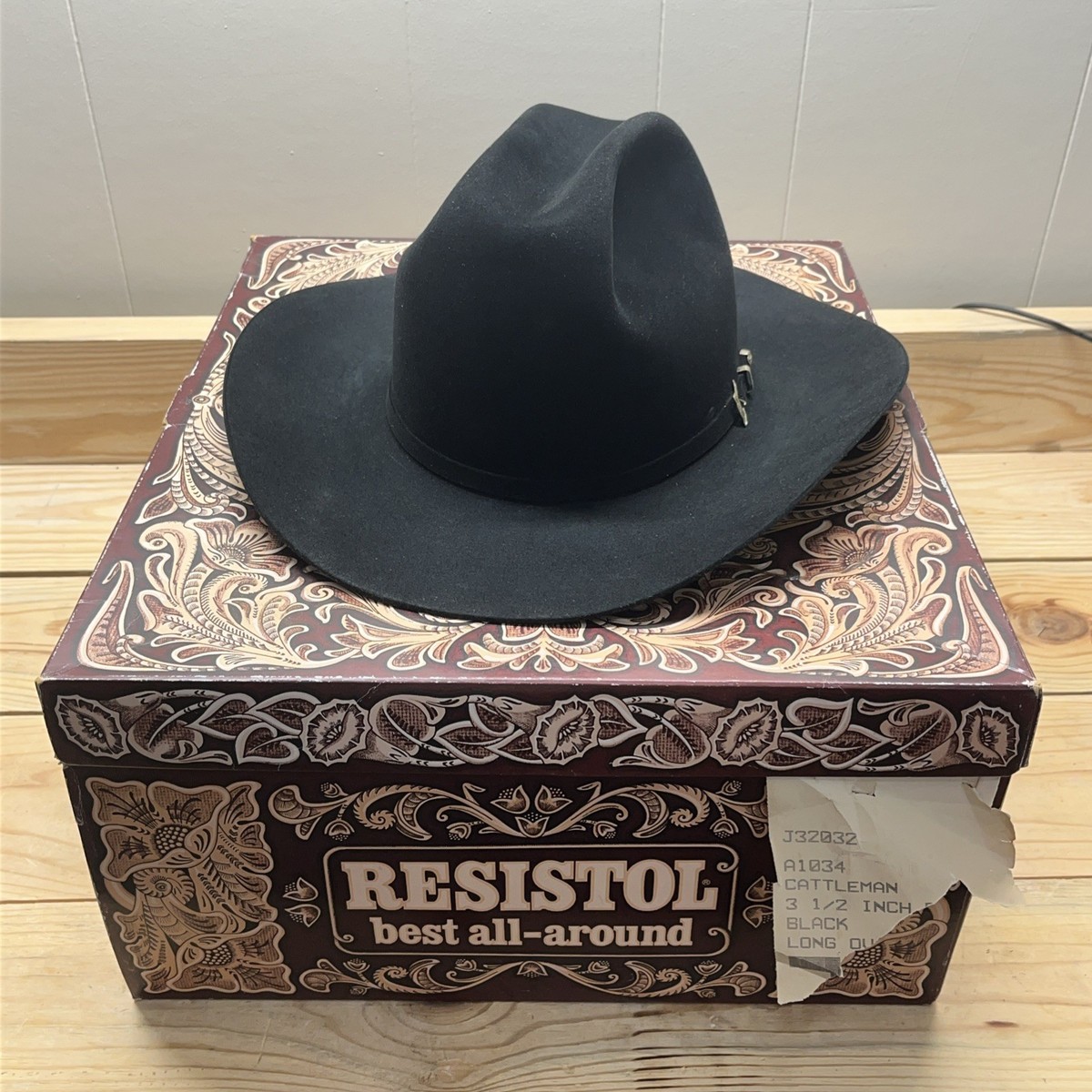 Vintage Resistol 20X Beaver 007 Black Gold A1034 Cattleman 7-3/8 W