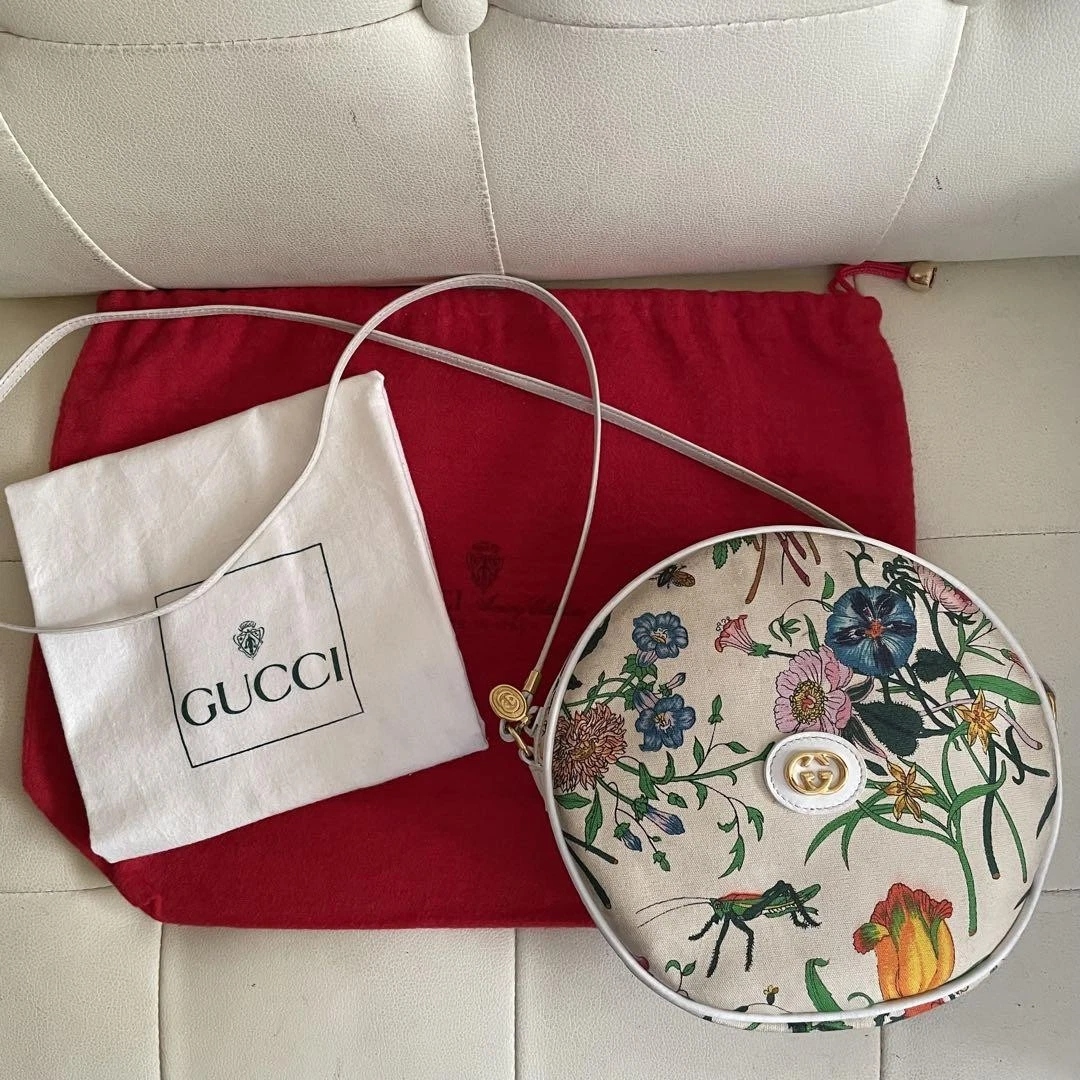 Gucci Ancien Sac Gucci Flora Circle avec Accessoires Sac à Main Créateur Italien