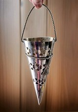 Dept. 56 Silverplate Tussie Mussie Hanging Wedding Nosegay Bouquet Holder India