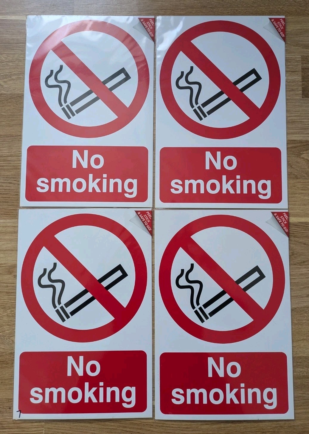 4 X Spectrum Industrial ""No Smoking"" PVC Signs, Peel & Stick 300 x 200mm, HQ
