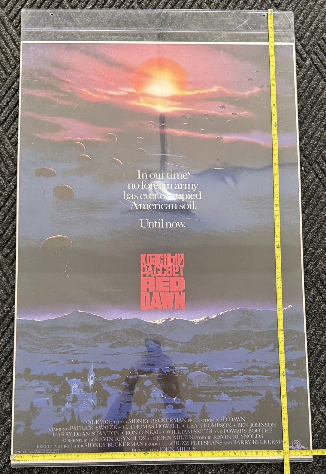 1984 Red Dawn Original Movie Poster 27 x 43 (in acrylic protective sleeve)
