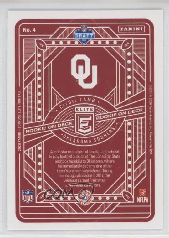 2020 Panini Donruss Elite Rookie On Deck CeeDee Lamb #4 RC - Image 2 of 2
