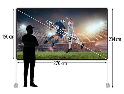 Beamer Leinwand mit Ständer 16:9 Full HD 120 Zoll Heimkino Projektionsleindwand
