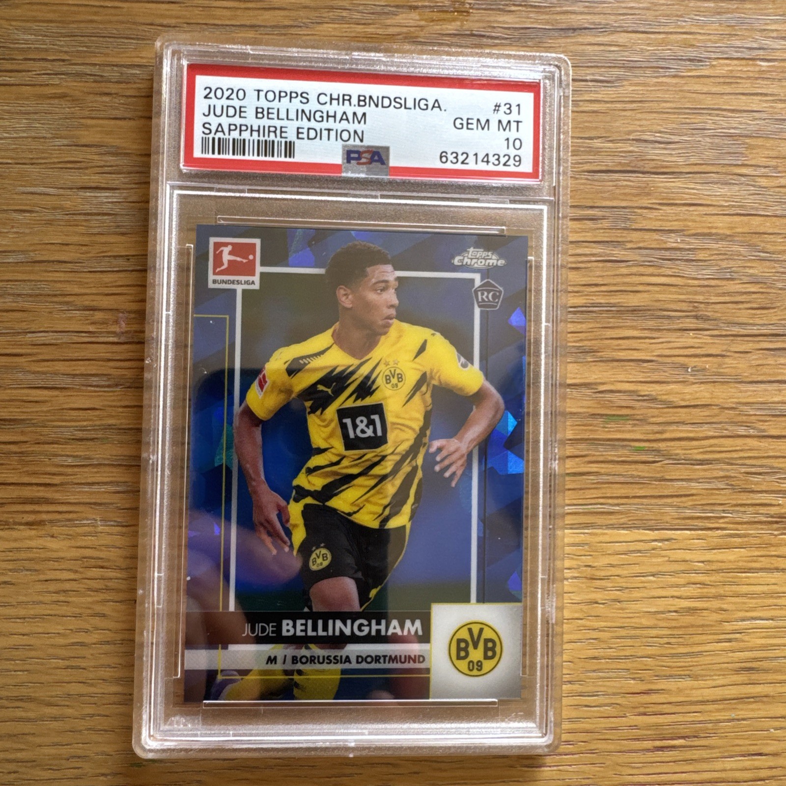 2020 TOPPS CHROME BUNDESLIGA SAPPHIRE EDITION #31 JUDE BELLINGHAM  ROOKIE PSA 10