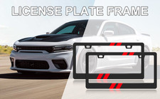 New For Dodge Charger Accessories Red Car License Plate Frame Black Metal Cover