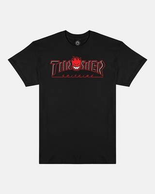 Thrasher x Spitfire Wheels Bighead Outline Black T-Shirt