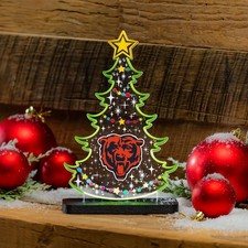 NFL Chicago Bears LED Light Sign Football Christmas Tree Tabletop Decor, Free...