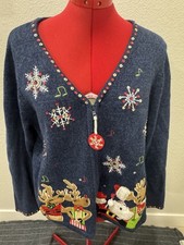 Tiara International Christmas Collection Ugly Christmas Sweater Reindeer Santa