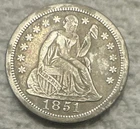 1851 o seated liberty dime Beautiful Au Condition