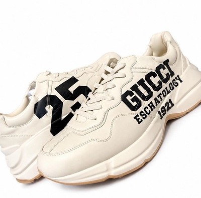 Gucci Mens Leather Sneakers Rhytons Ivory White Trainers Size 13UK/14US RP£865