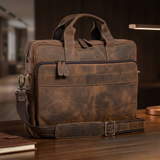 Tan Leather briefcase Laptop Messenger Bag for Men and Women Best Office Bag