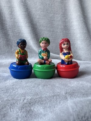 Tots TV Roly Poly Tilly Tom Tiny Stoffpuppe Wackel Weeble Figuren 1995 Vintage