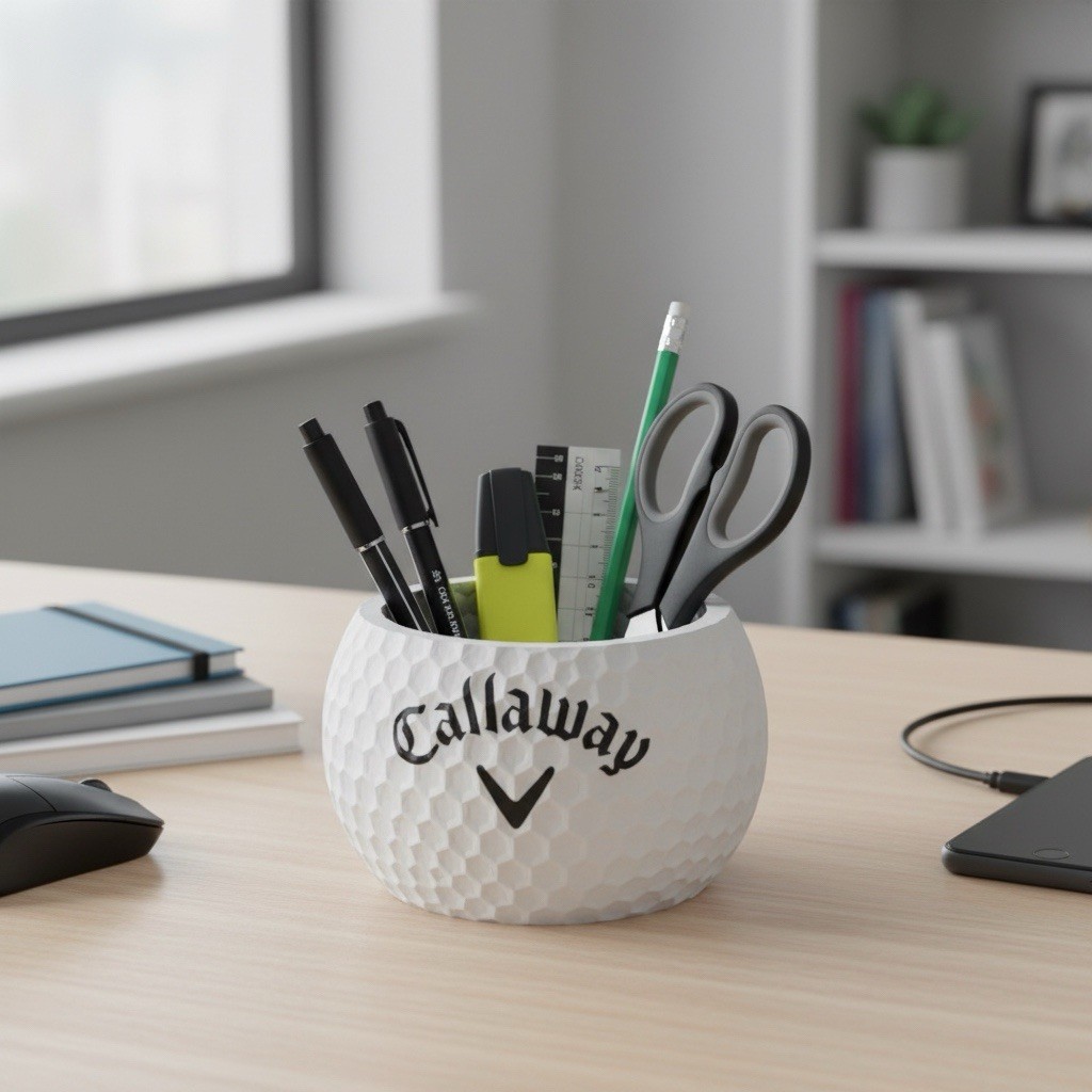 Callaway Golf Ball Pen & Pencil Holder Pot For Desks and Office Organizer 5 Inch