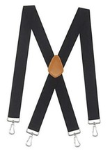 Men s Heavy Duty Belt Loops X Back 1.4 Inch Suspenders with 4 Snap Black-01