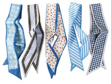 5 PCS Scarves Women Purse Scarf Handbags Skinny Twill Hair Narrow Neck Band Bag