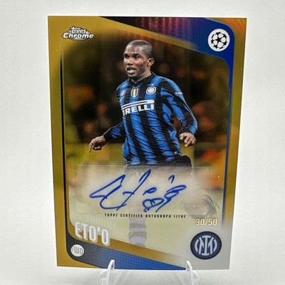 2025-26 Topps Chrome UEFA Club Samuel Eto o Inter Milán Gold Auto /50
