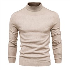 Men's Thickened Warm Sweater Round Neck Long Sleeve Slim Pullover Knit Sweater
