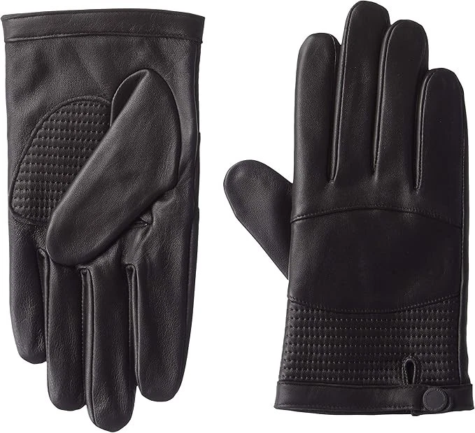 Armani Exchange AIX Men's Leather Gloves with Wrist Snap, Brown, Size L/XL BNWT