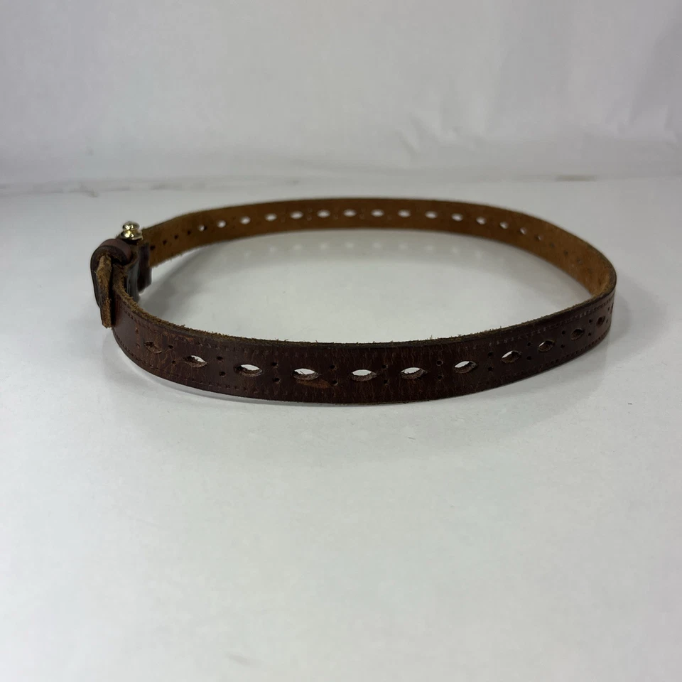 Cinturón de cuero de vaca de grano superior perforado marrón ajustado - talla 24 Foto 3 de 4