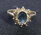 VINTAGE SILVER 925 BLUE WHITE ENGAGEMENT COCKAIL RING SIZE P 1/2 2.8g NOT SCRAP