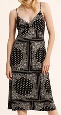 Zara Y2K V Neck Geometric Print Babydoll Coquette Mini Dress U.S- SZ.28 Blk/Wht