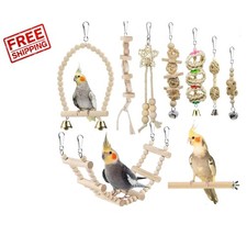 9-Piece Bird Swing  Chewing Toys Set for Parrots, Budgies  Small Birds