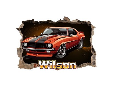 Personalisierte Wandbilder Auto Schlafzimmer - 3D Vinyl Aufkleber individueller Name Sticker 74