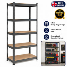 5 Tier Racking Shelf Heavy Duty Garage Shelving Storage Shelves Unit 150x70x30cm