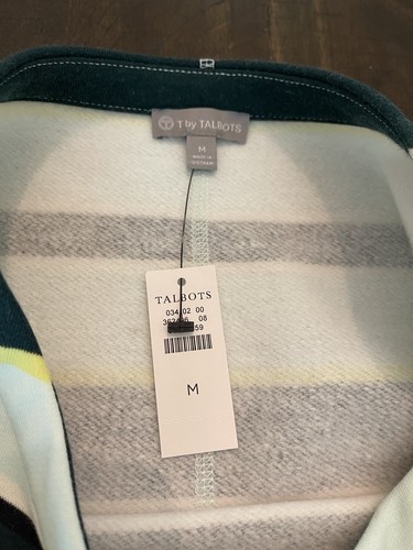 T By Talbots French Terry Pullover Blouse Goodies Stripe Top Size Medium New - Picture 6 of 10