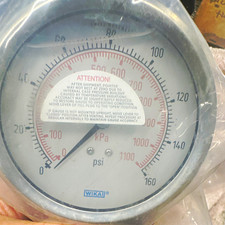 WIKA Analog 0-160 PSI Air Pressure Gauge, 160 psi Max, Side/Bottom Mount