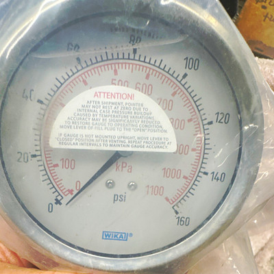 WIKA Analog 0-160 PSI Air Pressure Gauge, 160 psi Max, Side/Bottom Mount
