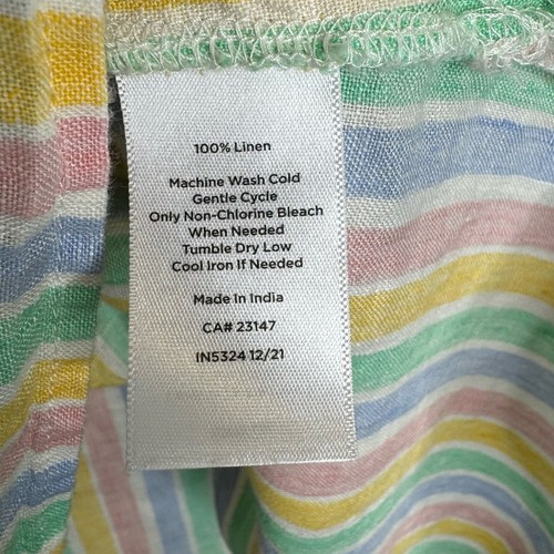 Talbots 100% Linen Pastel Striped Sleeveless Top Size Medium Casual Beachy Shirt - Picture 9 of 9
