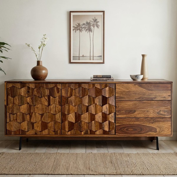 Sideboard Finebuy Kommode Sheesham Massivholz 175 Cm Anrichte Loft Industrial-image