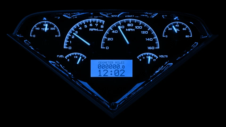 Medidores analógicos para camioneta Chevy Dakota Digital 55-59 negro azul VHX-55C-PU-K-B Foto 2 de 4