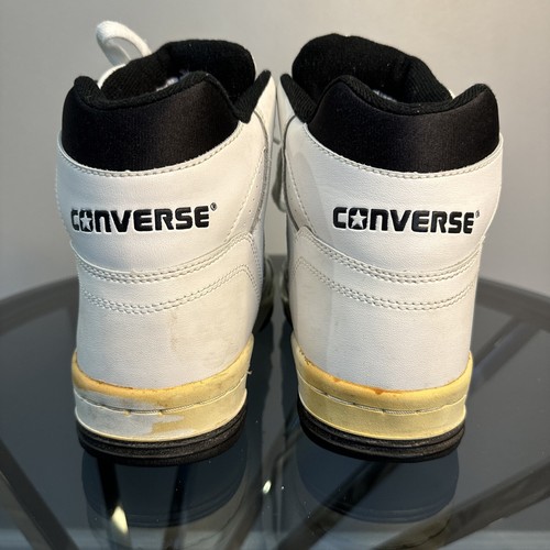 Sneakers alte vintage Converse Cons bianche nere uomo taglia 7,5 anni 90 RARA - Foto 21 di 24