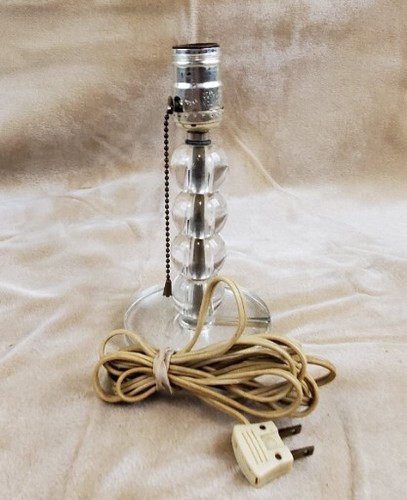 VINTAGE MID CENTURY MODERN Clear LUCITE ACRYLIC Stacked Balls TABLE LAMP - Picture 3 of 9