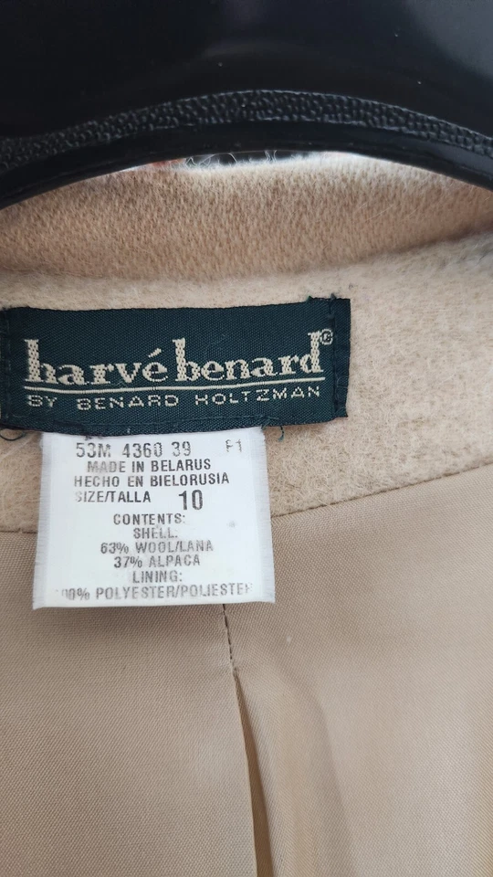 Vintage Harve Benard Coat Women 10 Beige Wool/Alpaca - Image 4 of 4