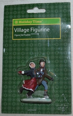 Holiday Time~Christmas Village~Vintage Look Couple Ice Skating Figurine~NEW