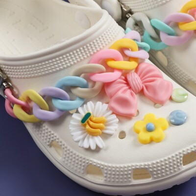 13 Pack Colorful Flowers  Cute Shoe Charms for Croc Bubble Slide with Chain